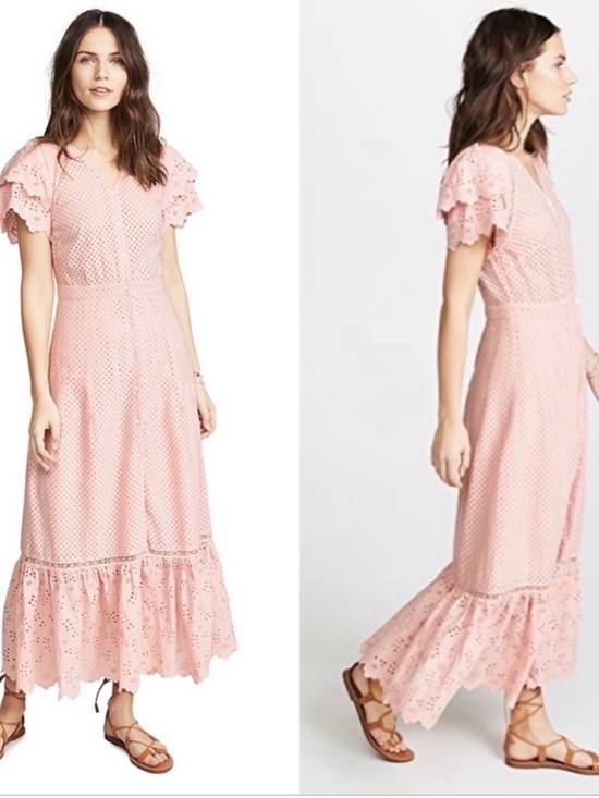 LoveShackFancy Dresses & Skirts - LoveShackFancy Pink Eyelet Maxi Dress